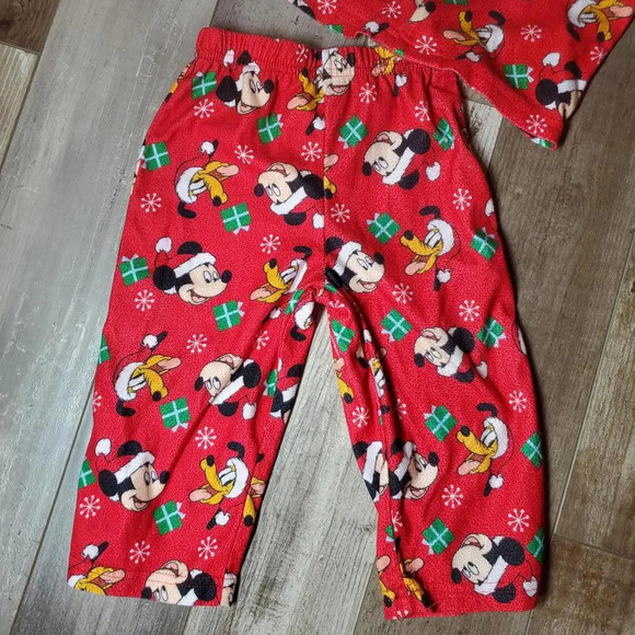 Disney Mickey Mouse Red Fleece 2 Piece Pajama Set Size 24 months 24m - Picture 7 of 13
